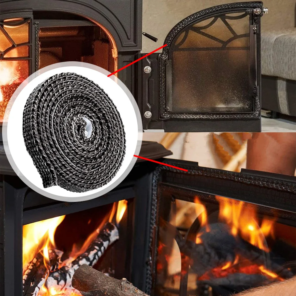 Corde de poêle plate noire auto-arina, bande de remplacement, joint, porte,  poêle, cheminée, fenêtre, banc, tendance, 2.5m