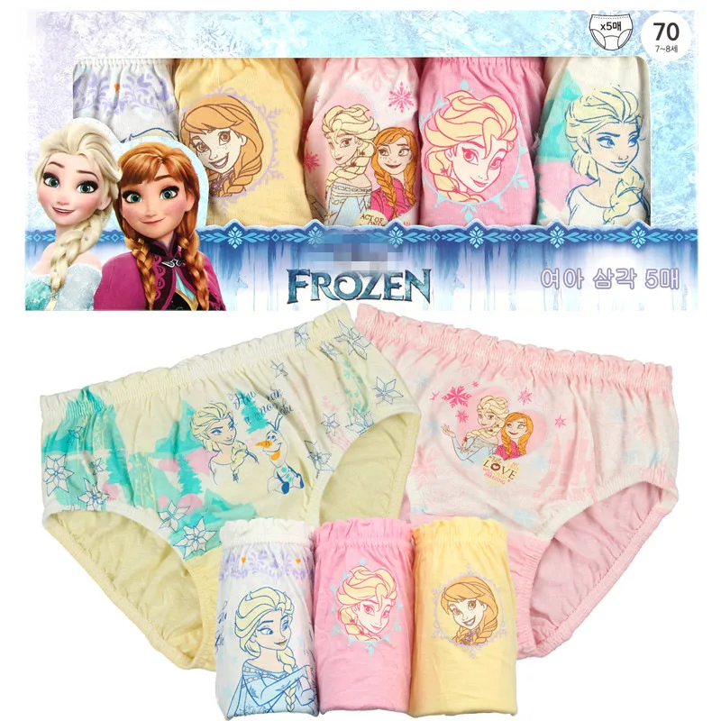 Bragas de Disney para niñas, ropa interior de algodón, Frozen 2, Anna, Elsa, Princesa, calzoncillos, pantalones cortos, regalos para niñas, 5 piezas