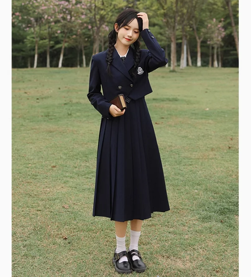Spring and Autumn Academic Style JK Uniform Short Suit Coat pleated Skirt Set