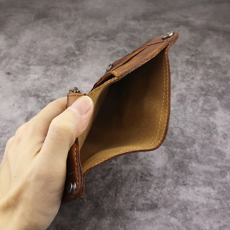 Vintage Real Leather Men's Short Wallet Slim Small Wallet Money Bag Credit Card Holder ID Card Case Mini Purse for Male 5