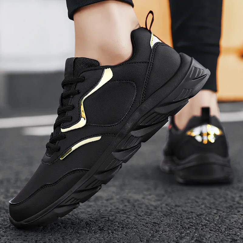 

Waterproof Leather Men Shoes Lightweight Casual Sneakers Fashion Non-slip Walking Shoes Lace-up Running Shoes Zapatos Hombre