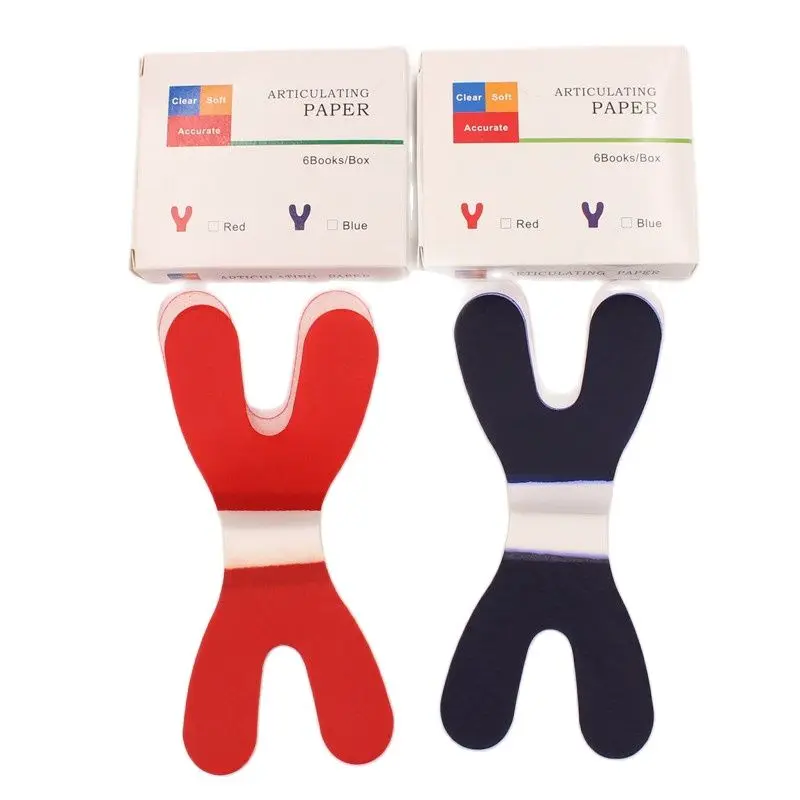 

6books/Box Double side Dental Full mouth Articulating Paper Horseshoe Thick&Thin Blue&Red bite paper Dentist Materia