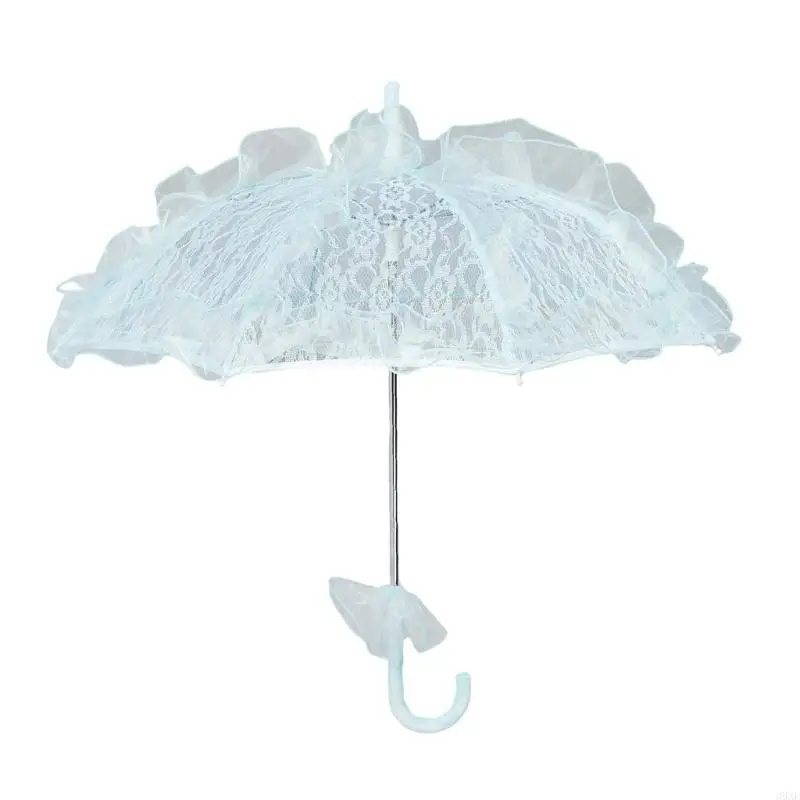 39XE Stylish Women Lace Parasol Sun Protective Parasol with Flower Lace Pattern for Various Formal Occasion Photo Accessory