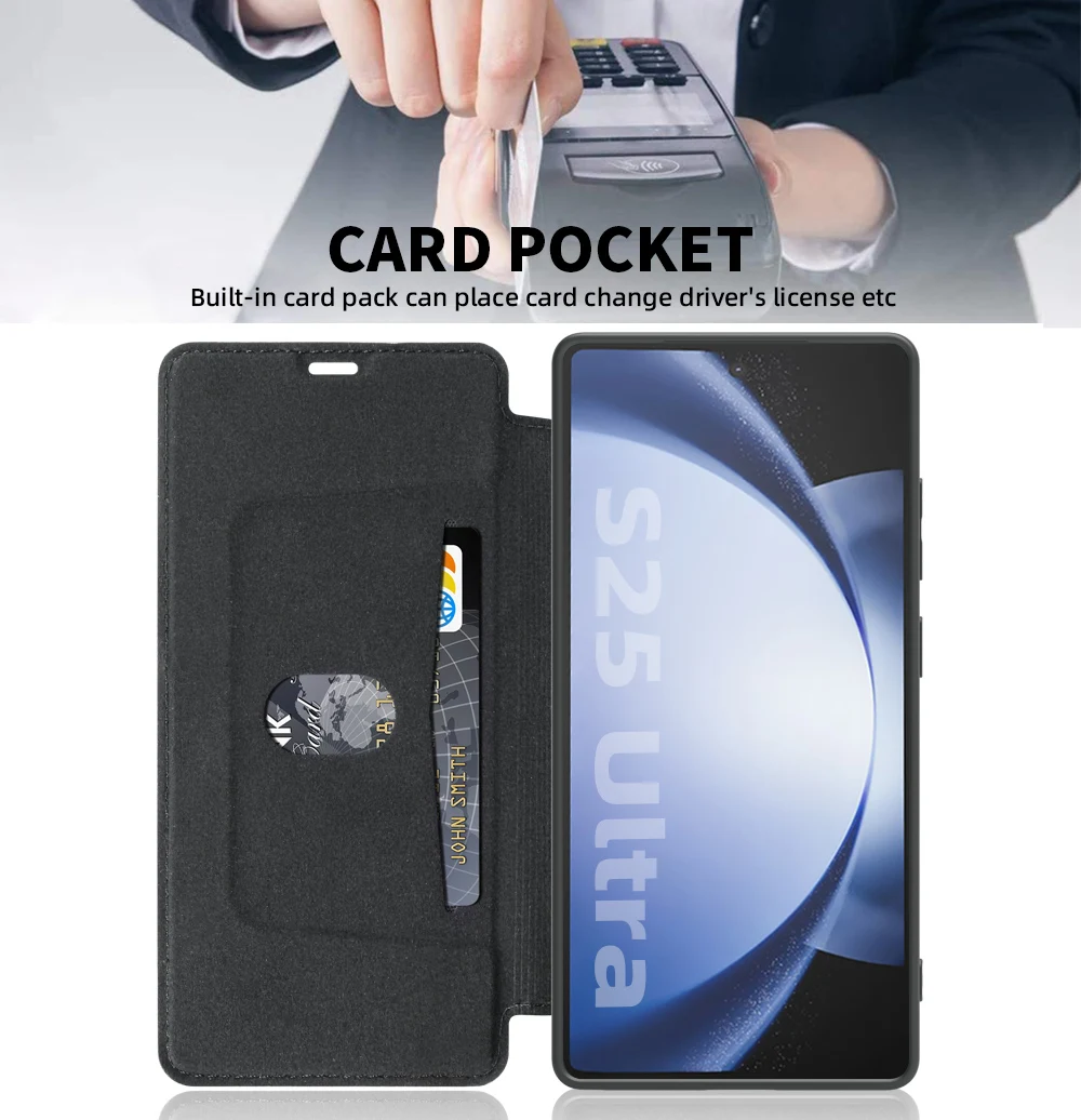 Leather Wallet Phone Case with Shockproof Matte Card Holder and Flip Liquid Silicone Cover