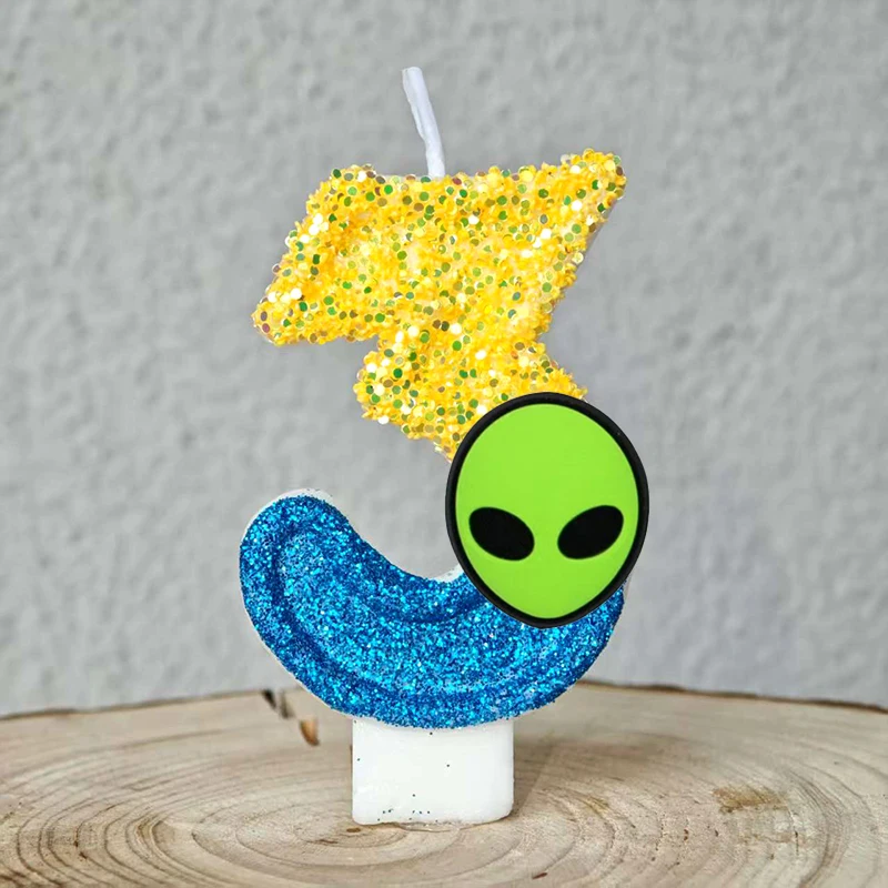 Lustige Alien-Themen-Kerzen 0-9 Zahlen Kindergeburtstag Tortenkerzen Dekoration für Babyparty-Dekor – Detail 24