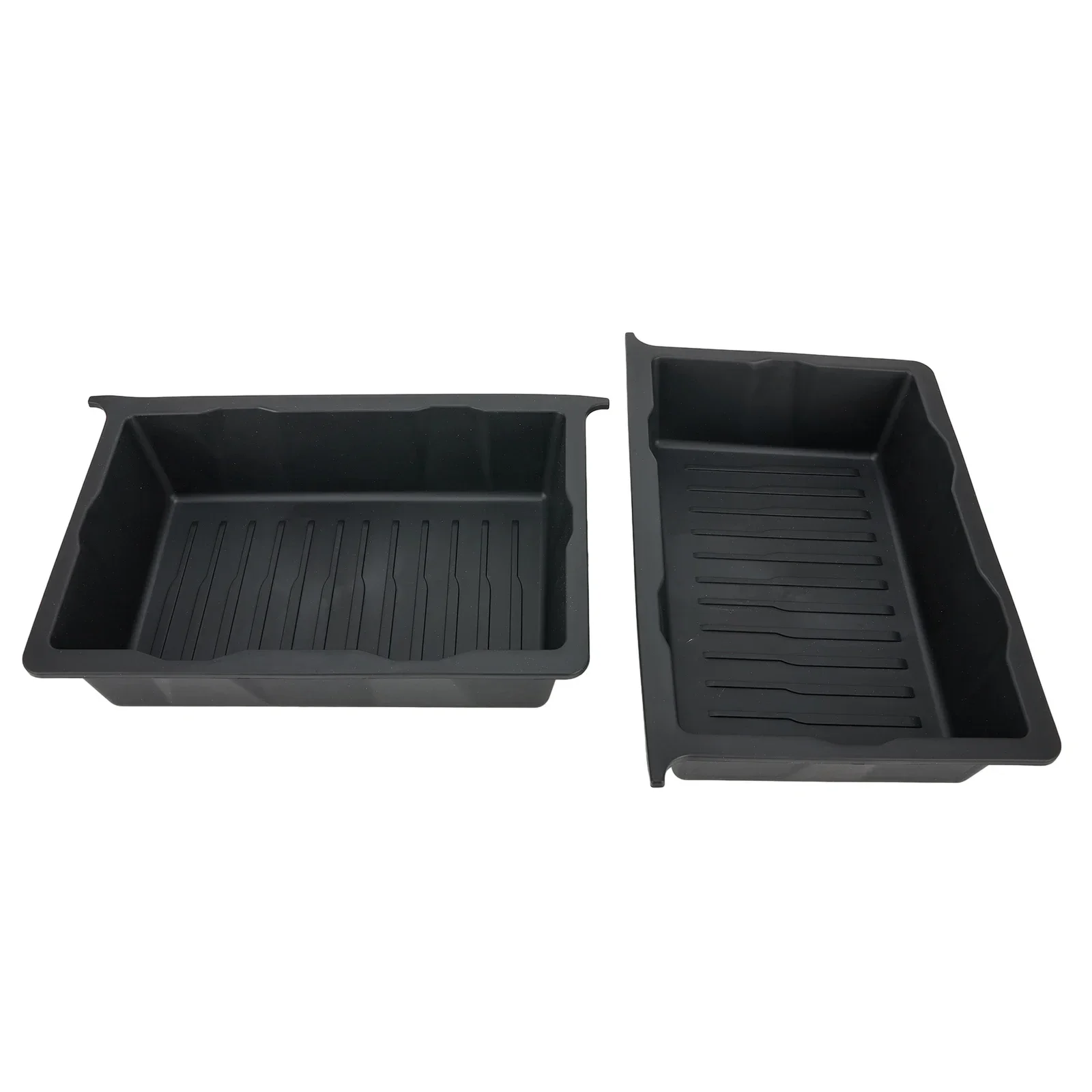 1pc/2pcs Under Seats Storage Box Organizer Trays Case Drawer TPE Black For Tesla-Model Y-40x12x27cm Stowing Tidying