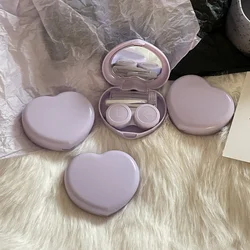 Heart - Themed Black and Purple Contact Lens Storage Kit with Mirror and Tweezer (Lavender)
