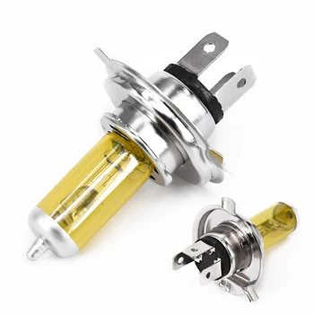 H4- 55W- 3000K Car Xenon Gas Halogen Headlight Lamp Bulb Yellow Shell Super Bright Headlamp Halogen Waterproof Lamp Parts