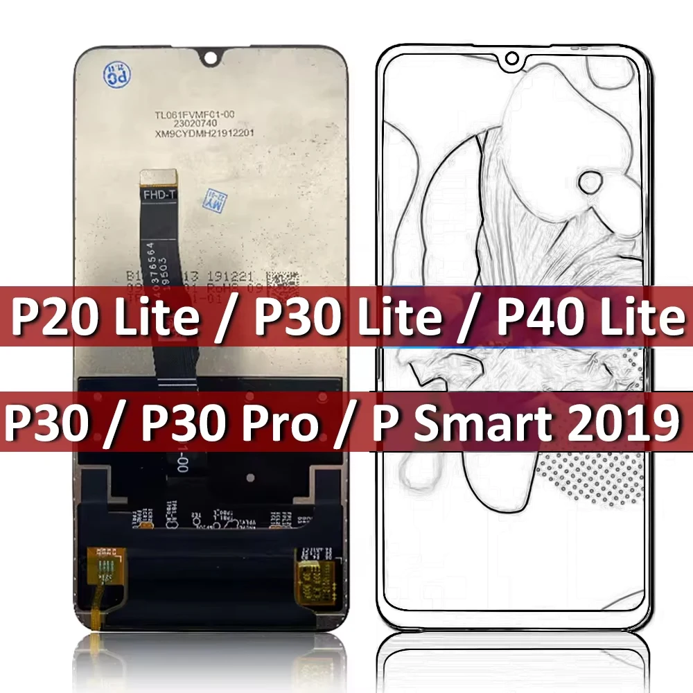 Huawei P20 P30 P40 Lite Pro E / P Smart LCD Display Touch Screen Assembly Replacement Parts