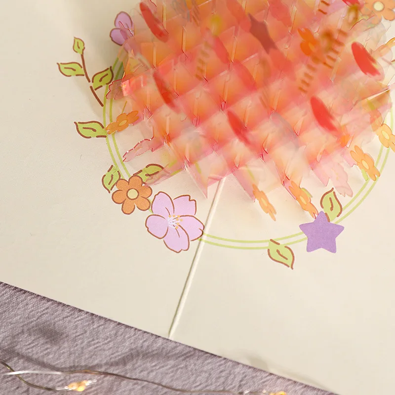 3D Pop Up Crystal Cake Thank You Greeting Cards Birthday Card Postcards Holiday Wishes Friend Valentines Gifts