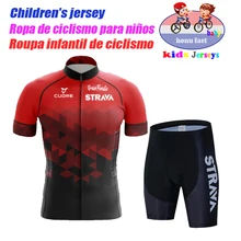 STRAVA Childrens Cycling Clothes Baby Summer Kids Shorts Jersey Biking Suit Child Clothes MTB Children's Cycling Wear Equipment