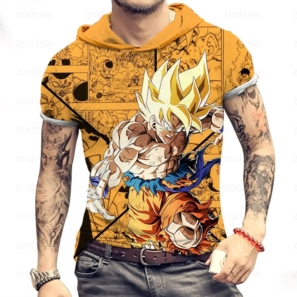 Vegeta Dragon Ball Z T Shirt Per Uomo Harajuku Style T-Shirt Con Cappuccio Da Uomo Top Fashion T-Shirt Trend Goku Super Saiya Man Y2K