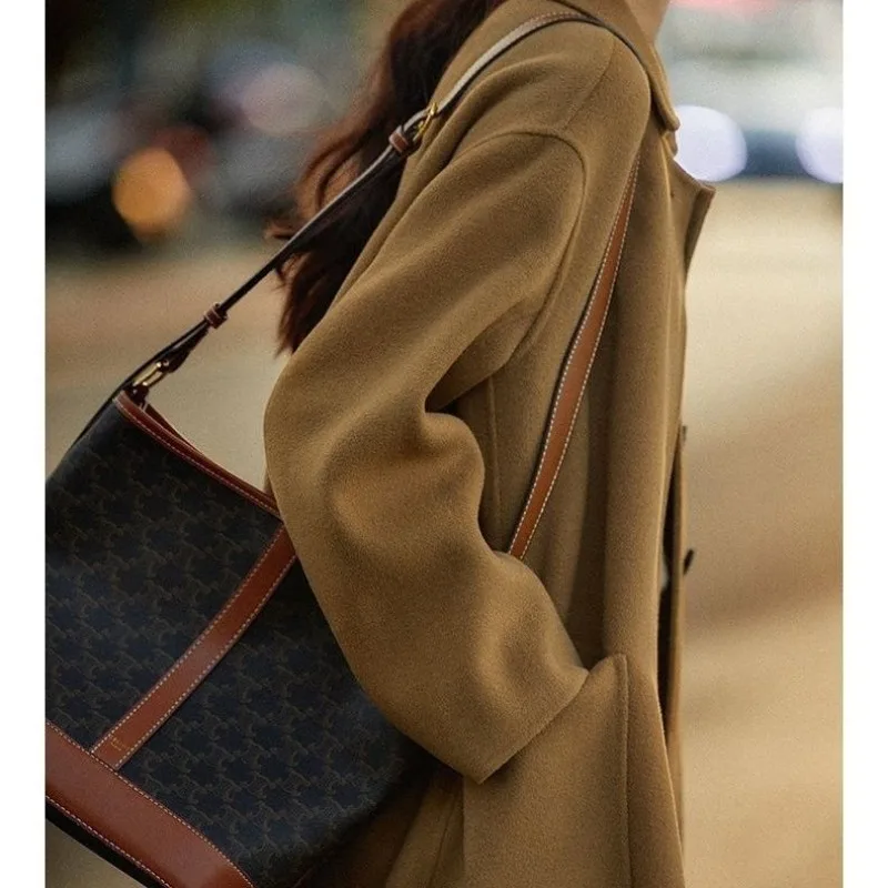 Women's Reversible Cashmere Coat, Long Loose Casual Woolen Outwear, Temperament Fashion, All-Matching, Autumn, Winter, New, 2024