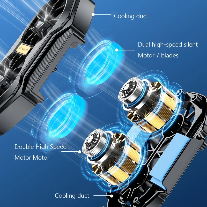 FS01 Dual Fan Rechargeable Mobile Phone Cooler Long Lasting Stronger Cooling Air Cooling Type-C for Android IOS PUBG Game Cooler