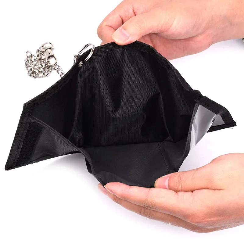 Men's Casual Nylon Tri-Fold Wallet Fashion Mini Card Holder Cash Wallet with Chain New Design Male Short Key Chain
