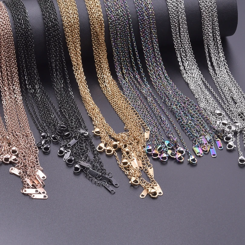 Stainless Steel Unisex Link Chain Necklace - 10pcs, High Quality Choker Collar, Width 1.6/2mm