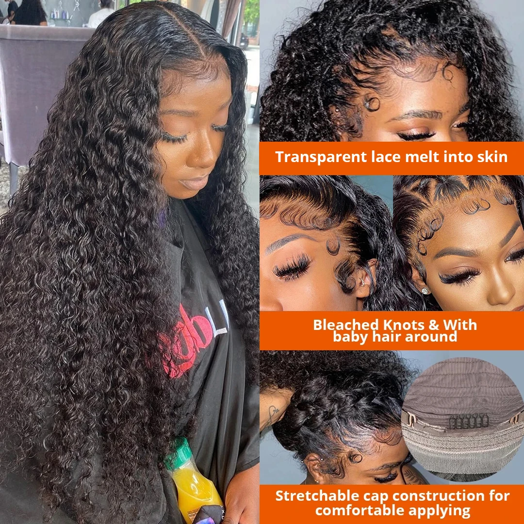 Deep Wave 30 32 Inch HD 13x6 Lace Frontal Wig Brazilian Curly 13x4 Lace Front Human Hair Wigs For Women Pre Plucked Water Wave