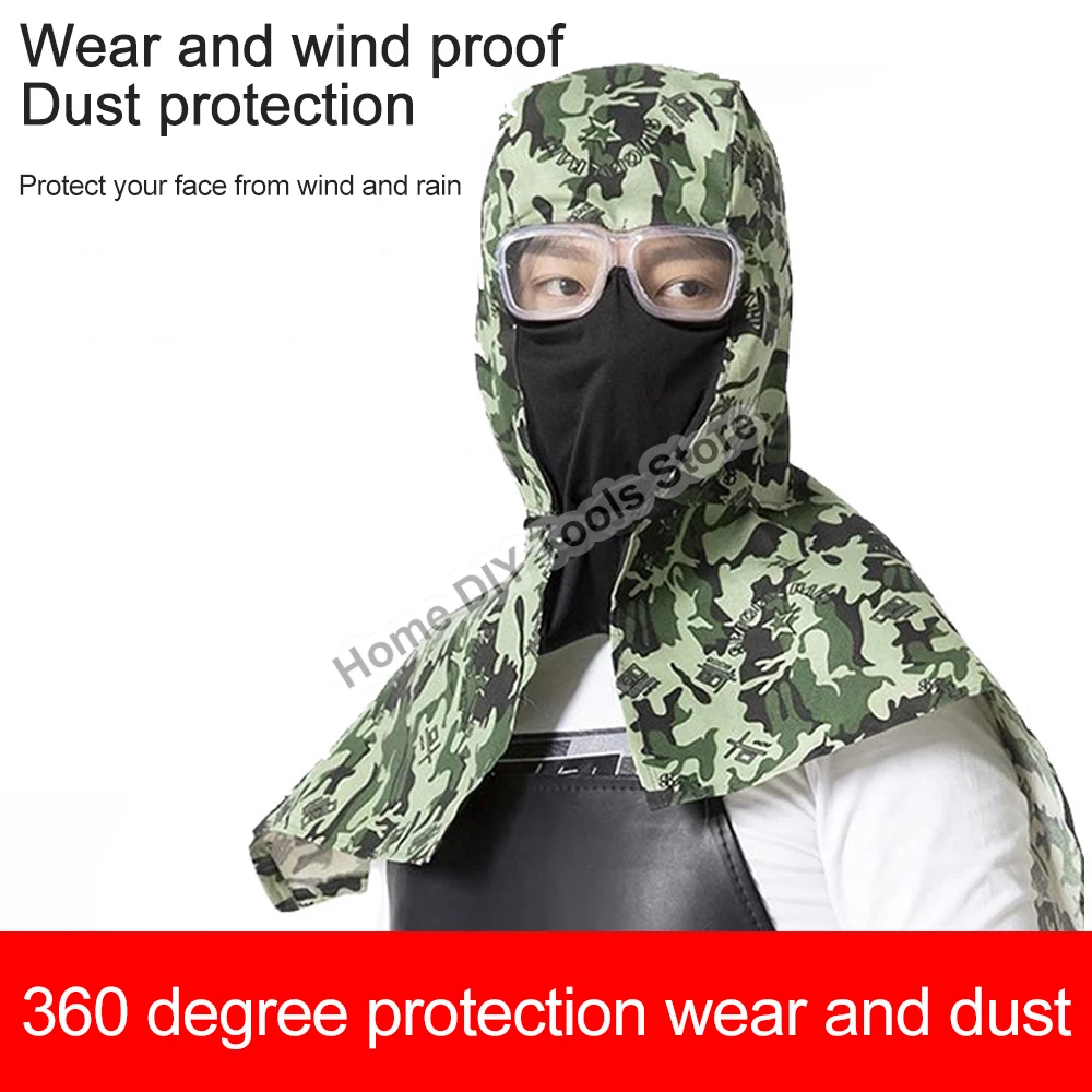 Dustproof Windproof Cape Safety Helmet With Glasses Protective Cap Outdoor Safety Protection Hats Shawl Welding Hood