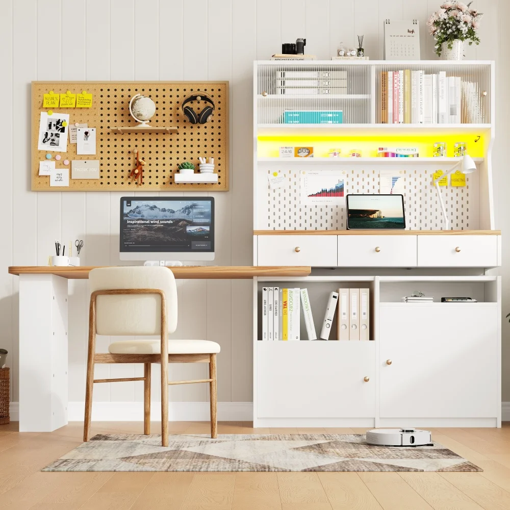 Hoher Küchenschrank, Mehrzweck-Aufbewahrungsbuffet mit 2 Türen und 3 Schubladen, vielseitiger Snack-Schrank/Schreibtisch/Tischschrank – Detail 14