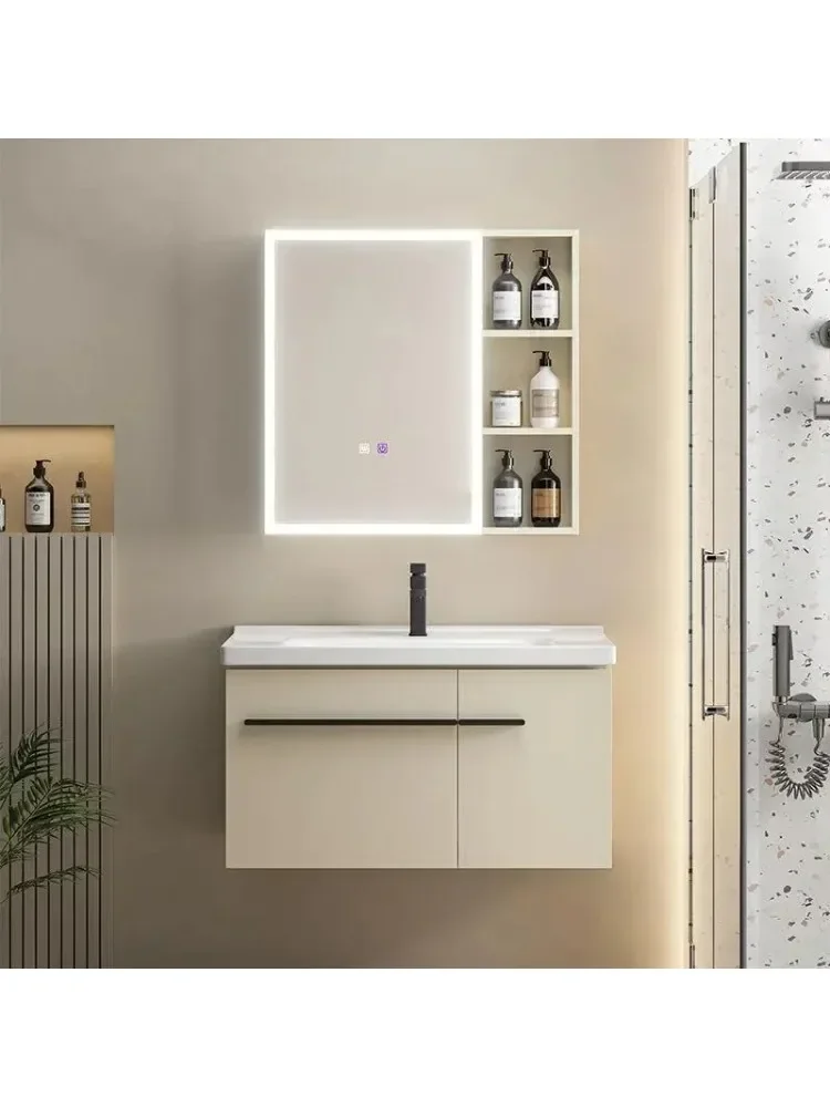 *Corner Vanity Bathroom With Sink Integrated Ceramic Washbasin Multipurpose Mirror Bathroom Cabinets Storage Organizer Furniture