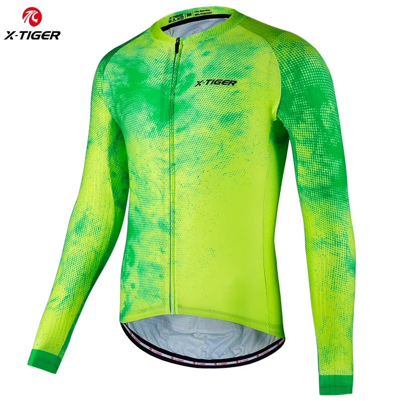 thumbnail image 1 of Maillot de ciclismo X-TIGER de manga larga con ajuste mejorado, ropa de ciclismo de montaña para otoño, entrenamiento diario, camisa ligera, 1 of 5