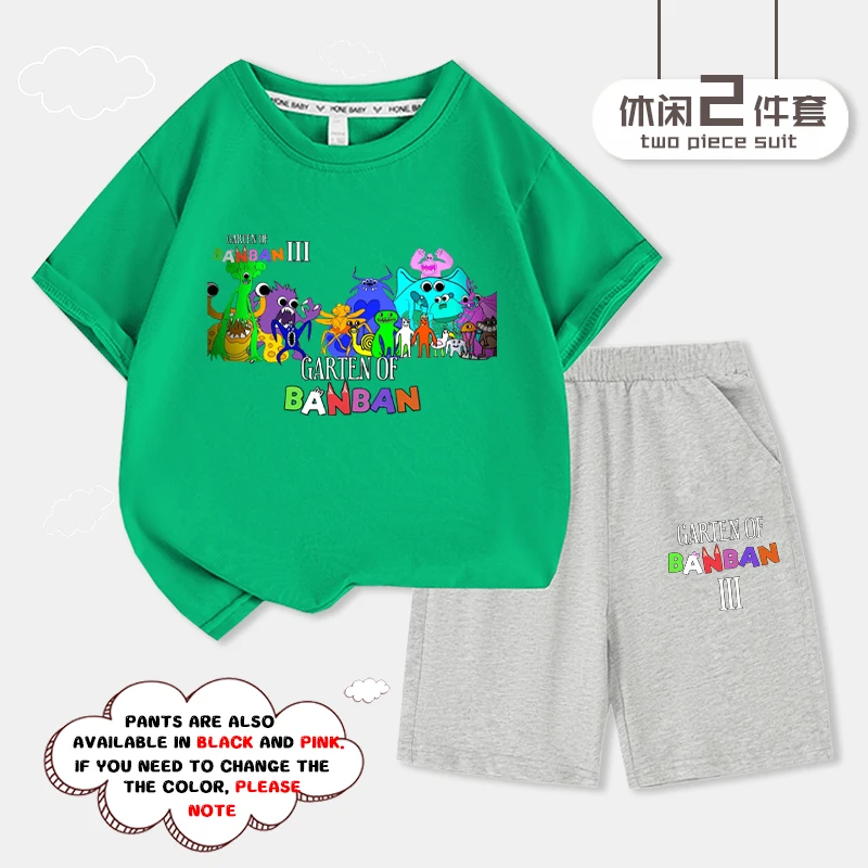 

New Garten of Banban 3 Kids Summer Short Sleeve T Shirt Baby Boys Game Tees Fashion Clothes Toddler Girls Tops Teens Shirts 2pc