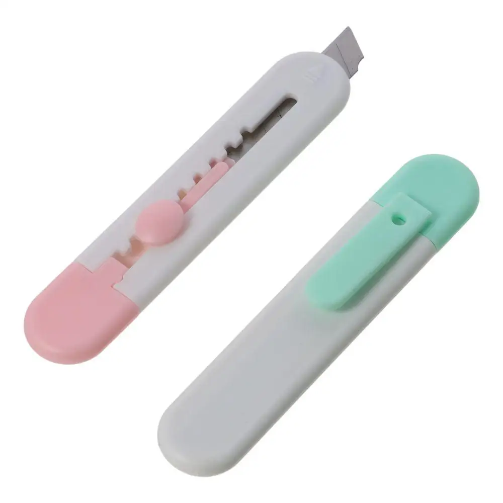 Retractable Plastic/Metal Small Box Opener Candy Colored Cloud Pattern Safety Paper Cutter 3.66*0.74 Inch Unboxing Device Office