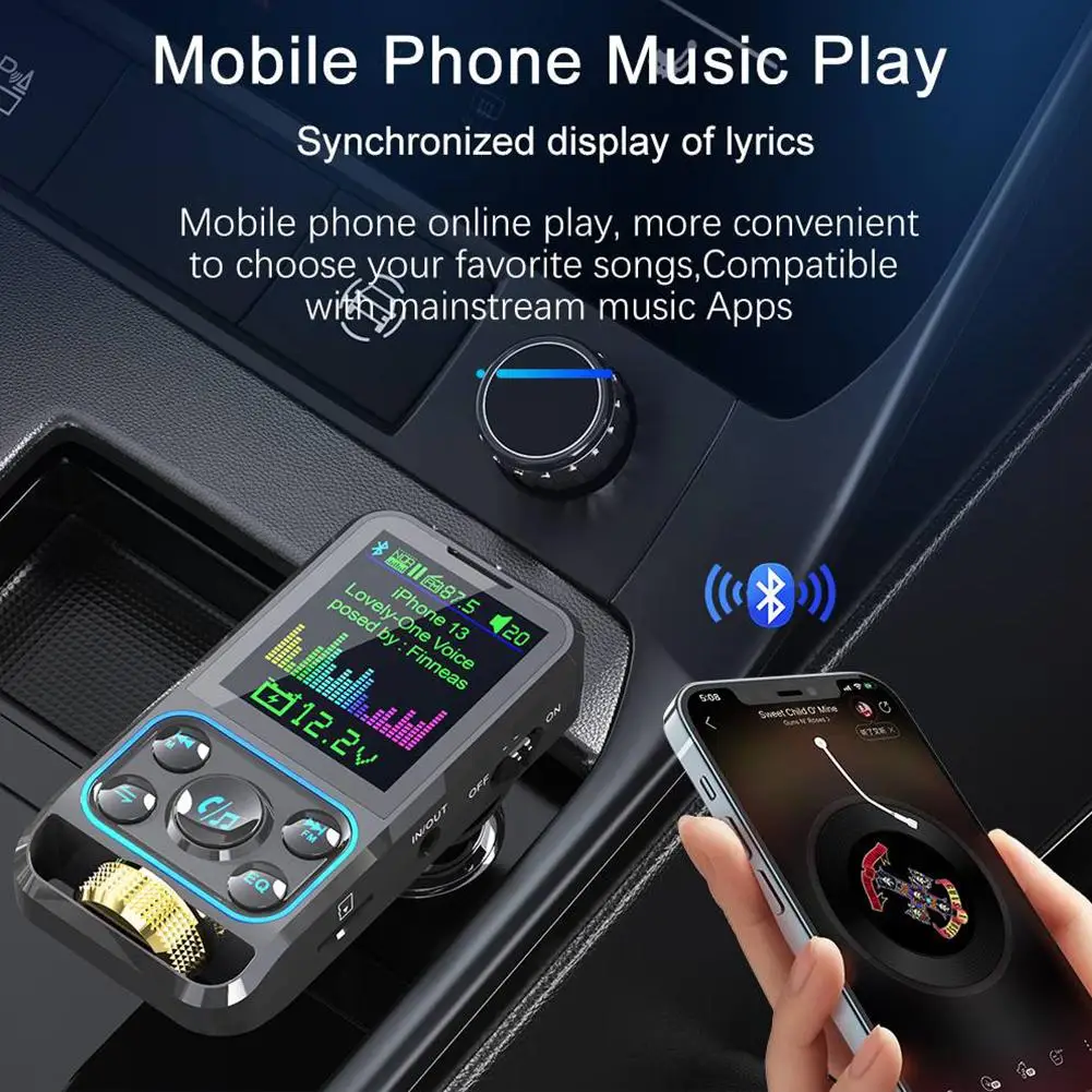 Fm Transmitter Wireless Car Handsfree Bluetooth MP3 Music Player With Type-c Port QC3.0 PD3.0 PD Charging 3.1a Dual Display