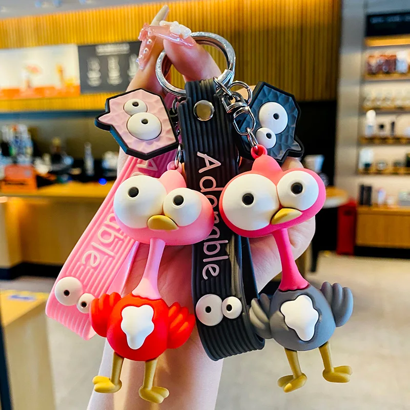 

Big-eyed ostrich Animal Key Chain PVC Cartoon Funny Toy Keychain Car Key Ring Holder Party Birthday Gifts Bag Charms
