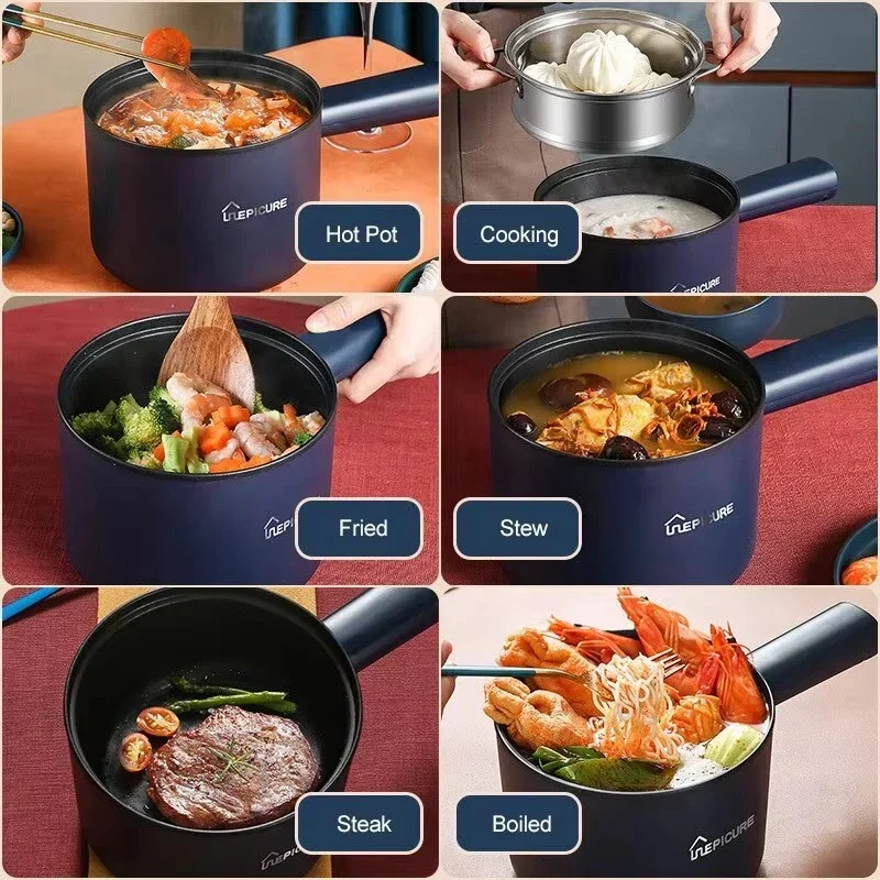 Home Electric Rice Cooker Multifunctional Hotpot Mini Cooking Pot with Adjustable Handle Kitchen Stew Pot Stir Fry 220V