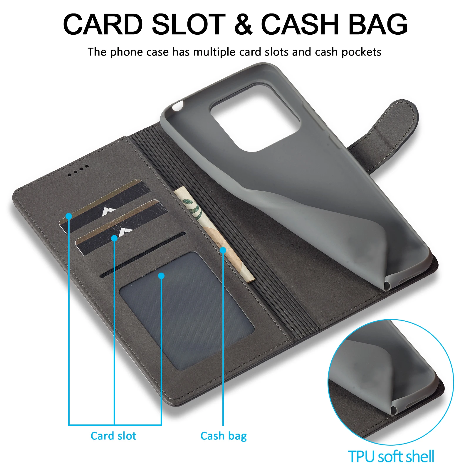 Leather Flip Wallet Cover Case