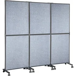 Acoustic Room Divider (Light Gray) for Office School Cubicle Office Partition Wall Partition Room Dividers 3 Panels Library Desk