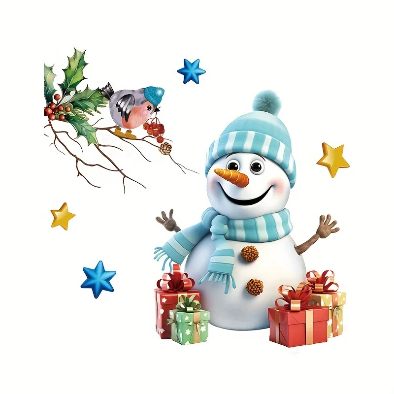 Christmas Snowman Decorative Stickers for Toilet Lids Water Tanks & Walls Self-Adhesive PVC Cute Snowman Decal Christmas Gift