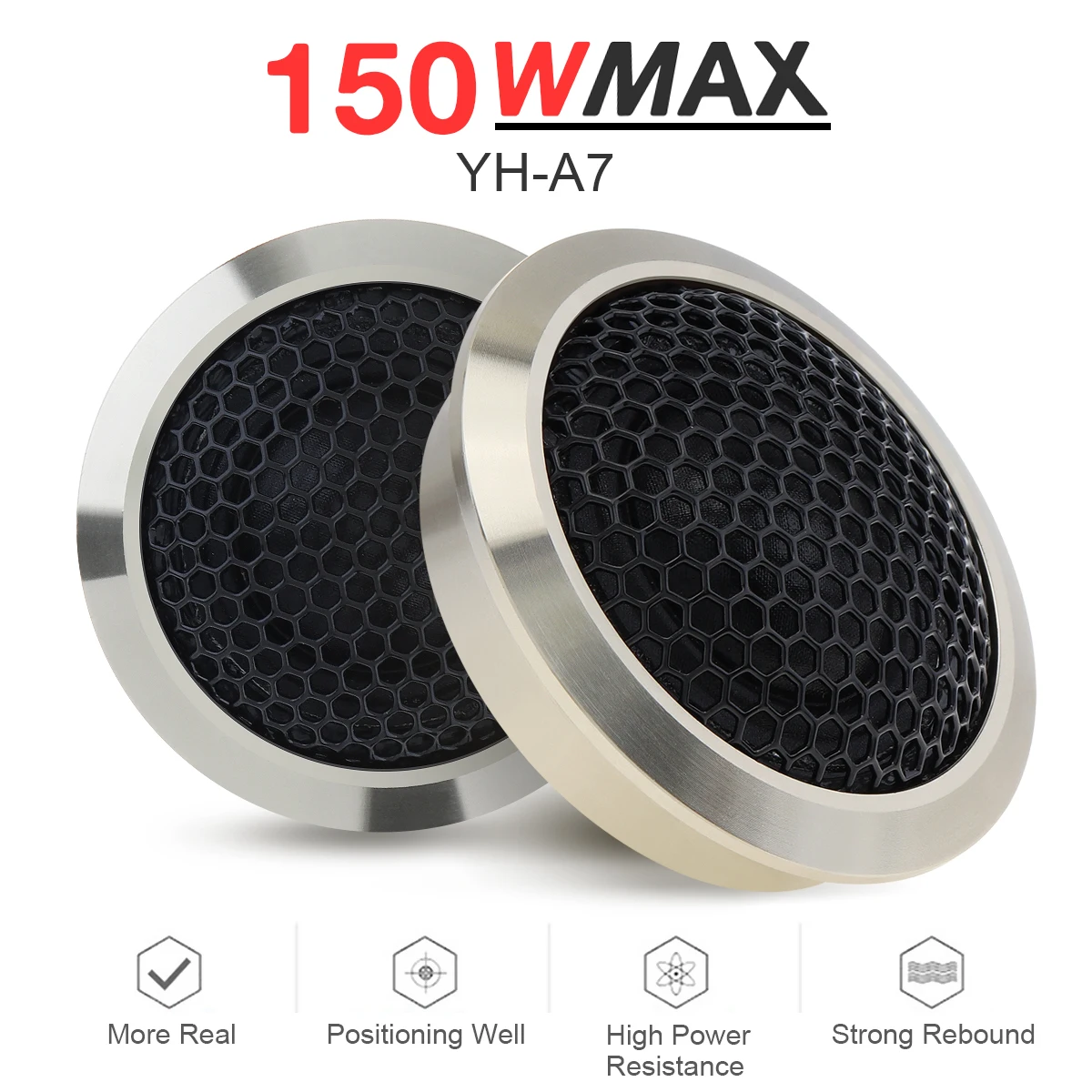 2pcs 150W High Efficiency Mini High efficiency Dome Tweeter Speakers for Car Audio System