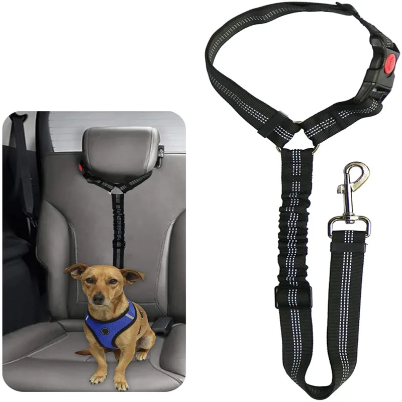 Pet Car Seat Belt Rope Ring Dog Car Retractable Elastic Reflector Leash Dog 