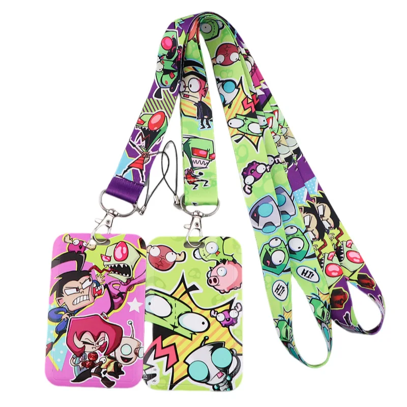 Lanyard for Keys Phone Camera Whistle ID Badge Alien Invader Zim Cute webbings ribbons Gifts