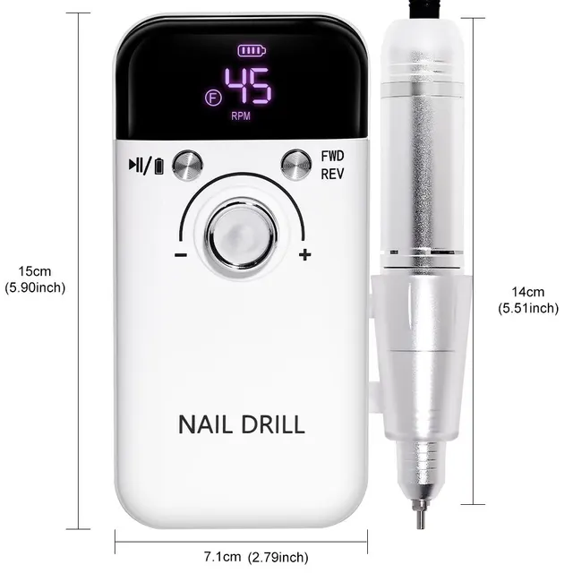 Nail Drill Rechargeable Portable Nail File Manicure Tool 45000RPM 6