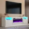 80 "TV Stand with 40" Electric Fireplace Large Modern Matte Texture with High Light Locker and 12 Color LED Lights 1