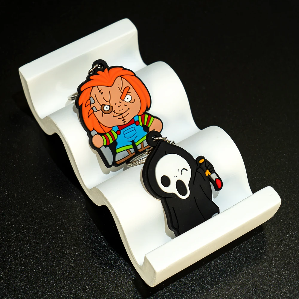 50PCS PVC Keychain Funny Style Horror Movie Character Keyring New Arrival Custom Key Chain Accessories Wedding Party Souvenir