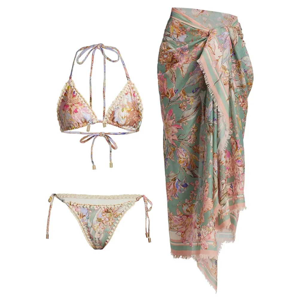 2024 Swimsuit Flower Printed Swimwear Holiday Beachwear Designer Bathing Suit Summer Surf Wear Luxury Bikini Women Beachwear