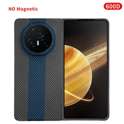Carbon Fiber Aramid Magnetic Case - Sleek Kevlar Fabric in Black and Red for HONOR Magic V3 (Blue black Crater)