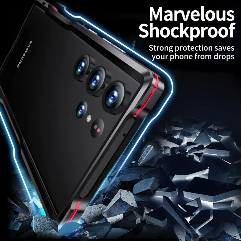 

Для Samsung Galaxy S23 ультра металлическая рамка Armor S22 Plus S21 ультра роскошный чехол для телефона Алюминиевый сплав легкий противоударный