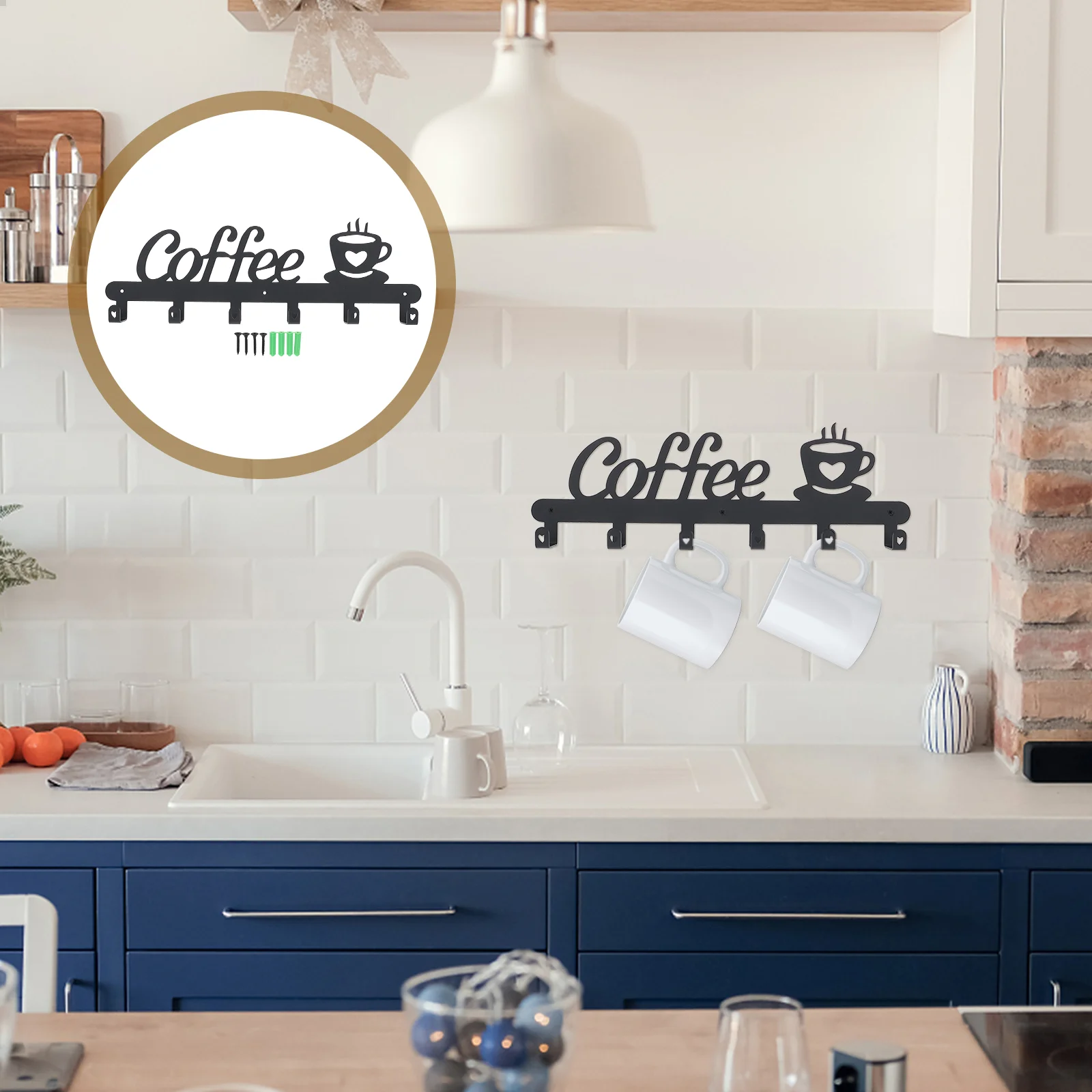 

1 Set Wall-mounted Mug Hangers Cups Mug Holder Organizer for Kitchen Home