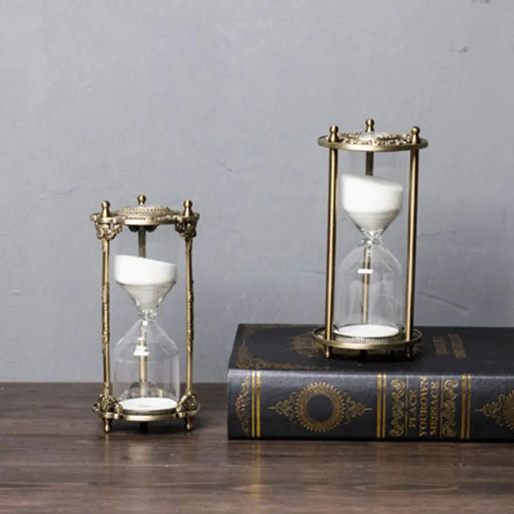 Sand Timer Crafts Embossed Hourglass Timer 15/30 Minutes Vintage Sand Clock Golden Gift Home Ornament Party