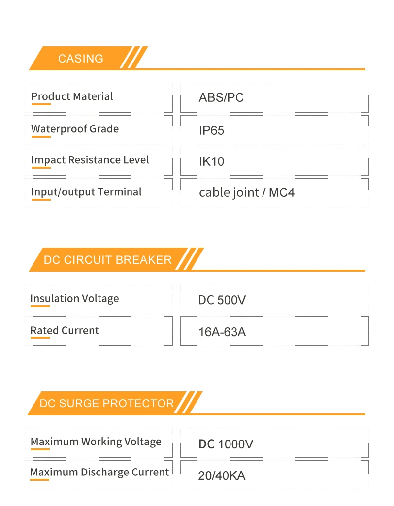 PV Combiner Box DC 500 V 2 Eingänge 2 Ausgänge Solar Photovoltaik mit Überspannung Blitzschutz DC Sicherung MCB SPD wasserdichte Box IP65 – Detail 4