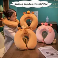 Cartoon Capybara Travel Neck Pillow Memory Cotton U-Shape Head Rest Neck Pillow Neck Protection Nap Pillow Soft Airplane Pillow 2