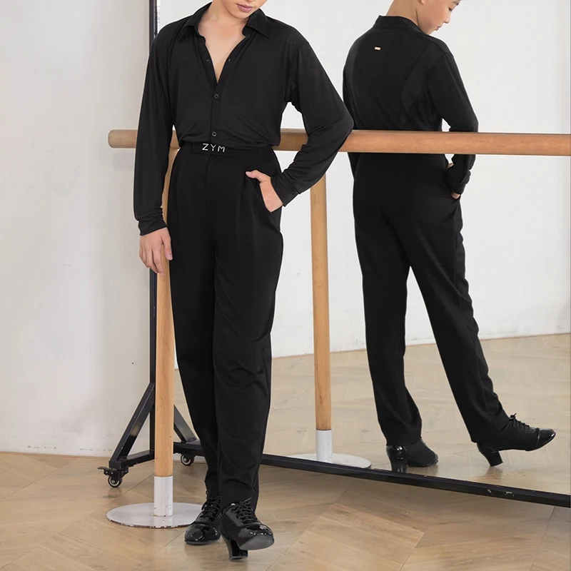 Male Latin Dance Pants Boys Men Latin Dance Wear Cha Cha Rumba Ballroom Competition Clothing Practice Trousers