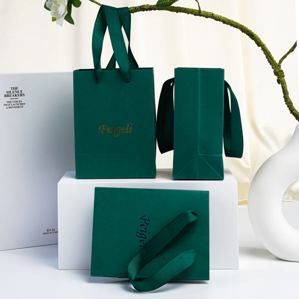 Mini Dark Green Kraft Gift Bags Custom Logo 4x2.8x4.5 inch Bulk Small Paper Tote Bags with Deep Green Handles for Wedding Party 11 Sd5effcb9f4884c47adb0d28ef172c7a0o