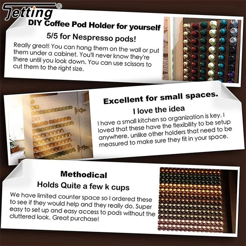 Space-Saving Coffee Pod Capsule Holder Set – 6 Pack Counter Storage Strips