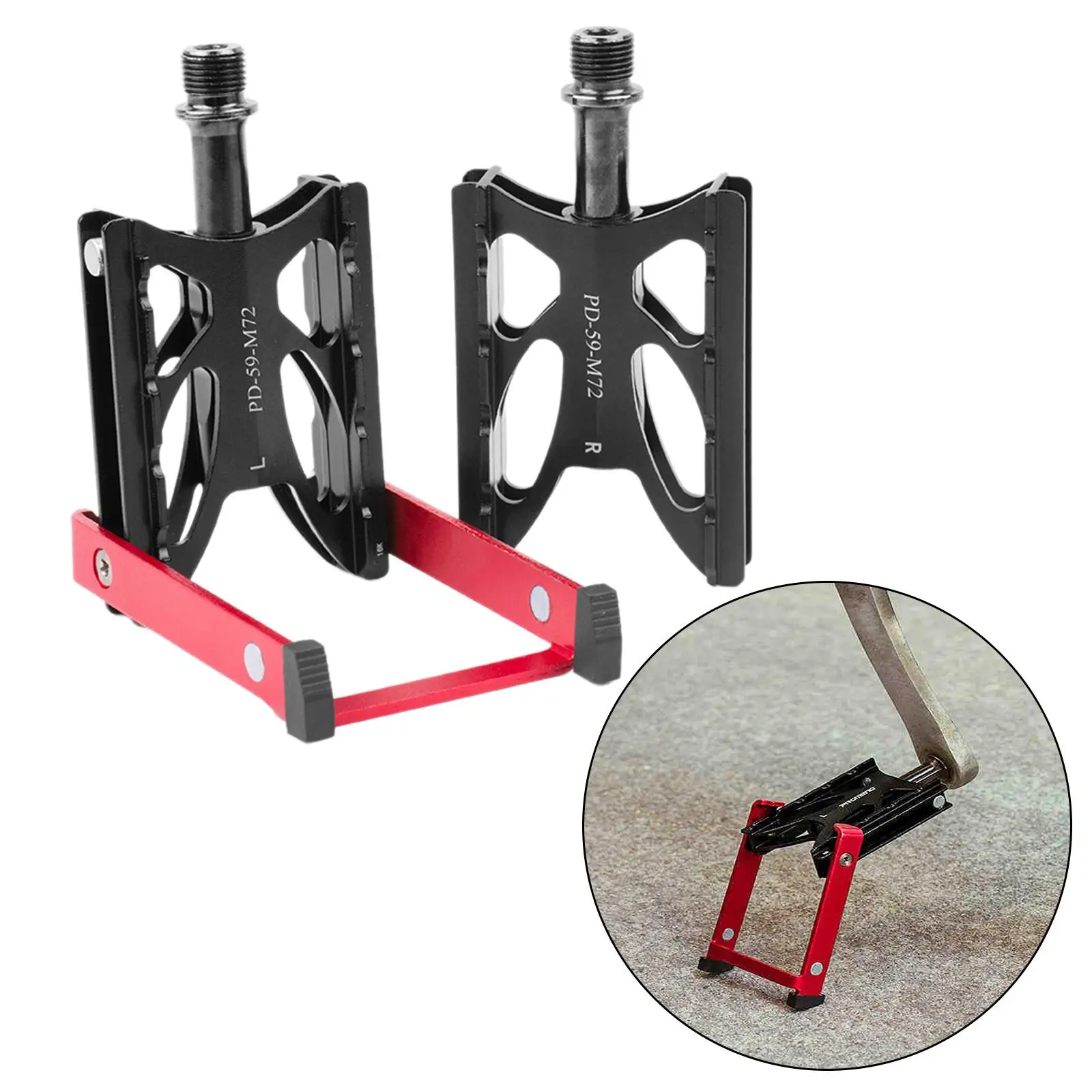 Folding Bicycles Pedals with Stand Kickstand Cycling Accessories Pedal Support Easy Installation Road Bike Pedals for Adults